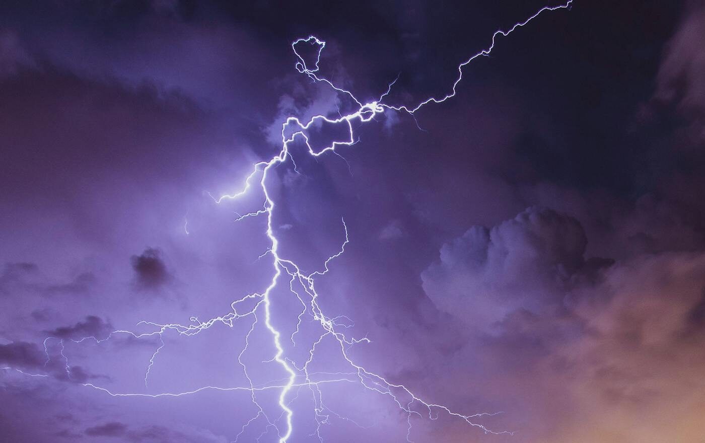 Lightning storm at night